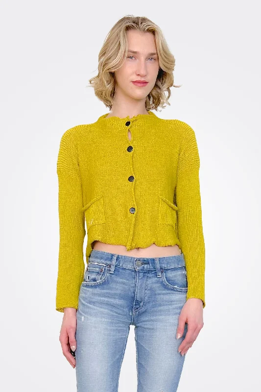 Can't Beat Tiger Crop Cardigan - Mustard