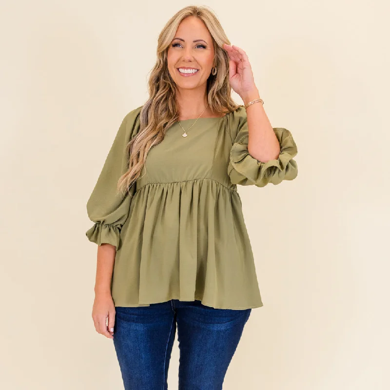 Weekend Offers That Thrill Create Opportunity Top, Olive