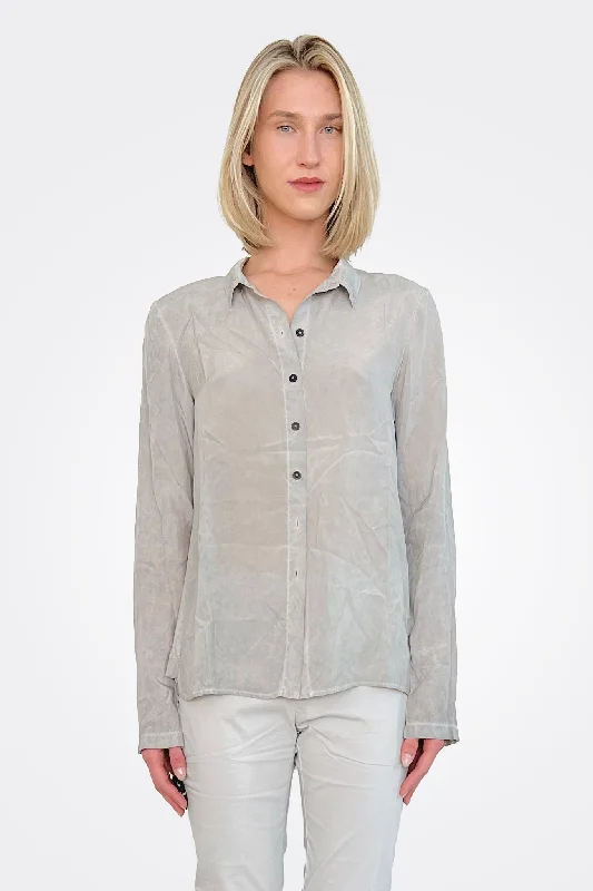 Weekend Sale: Don't Miss Out Button Up Blouse - Coal Cloud