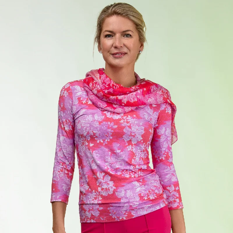 Take Action Shaped Knit Tee in Raspberry Blooms