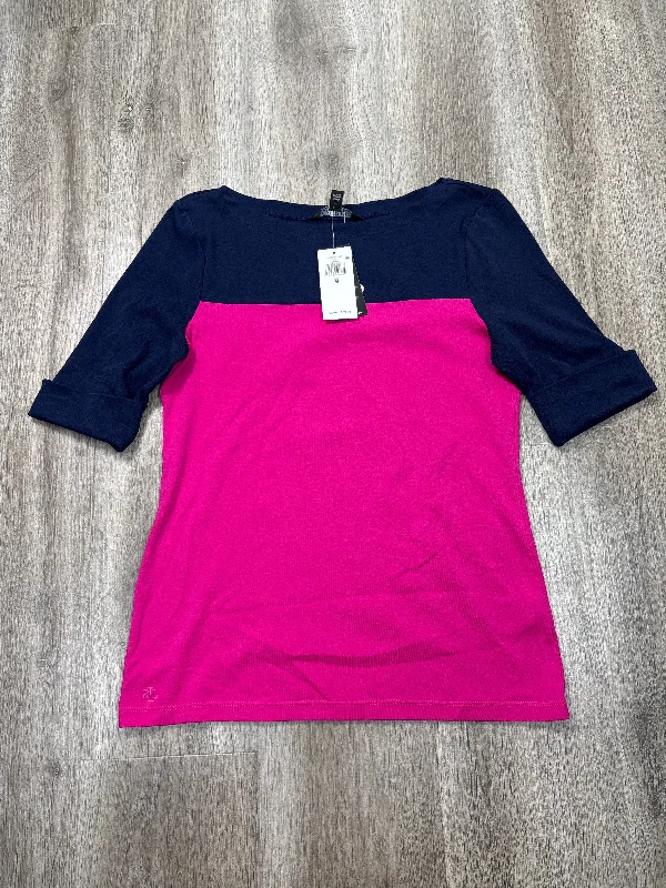 Act Fast Top Short Sleeve By Lauren By Ralph Lauren In Blue & Pink, Size: M