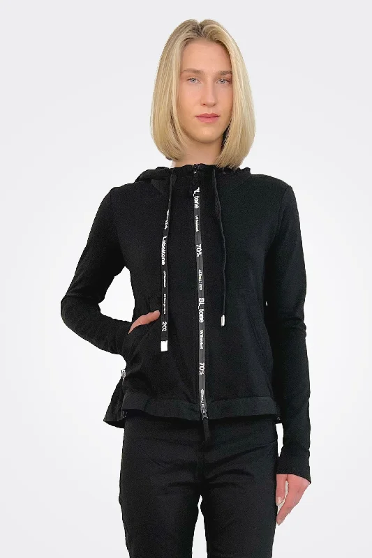 Weekend Bargains to Relish Graphic Zip Hooded Jacket - Black