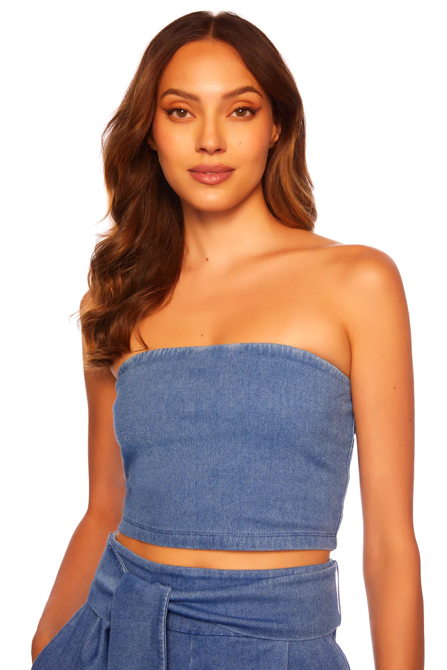 Weekend Deals That Spark Stretch Denim Tube Top - Light Denim