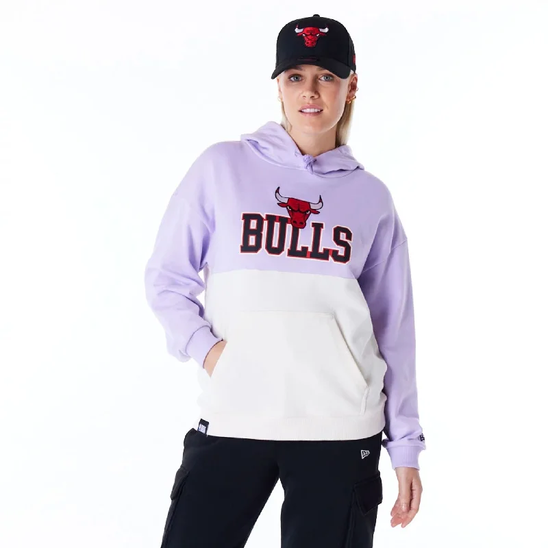 Holiday Sale Chicago Bulls Womens NBA Pastel Purple Oversized Pullover Hoodie