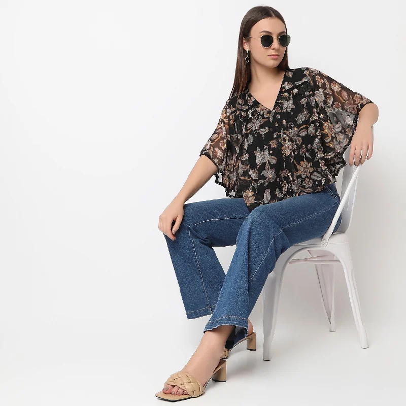 Weekend Savings Fiesta Straight Fit Printed Top
