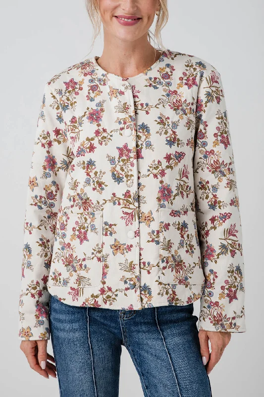 Weekend Bargains Just for You Skies Are Blue Floral Print Quilted Jacket