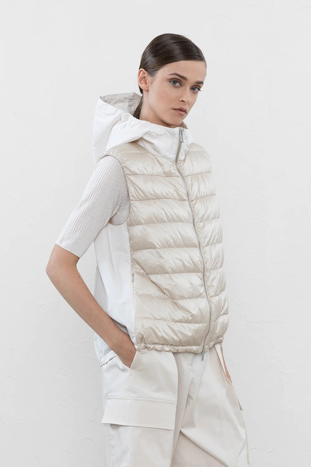 Weekend Bargains to Savor Hooded Down Filled Vest - Letter Paper