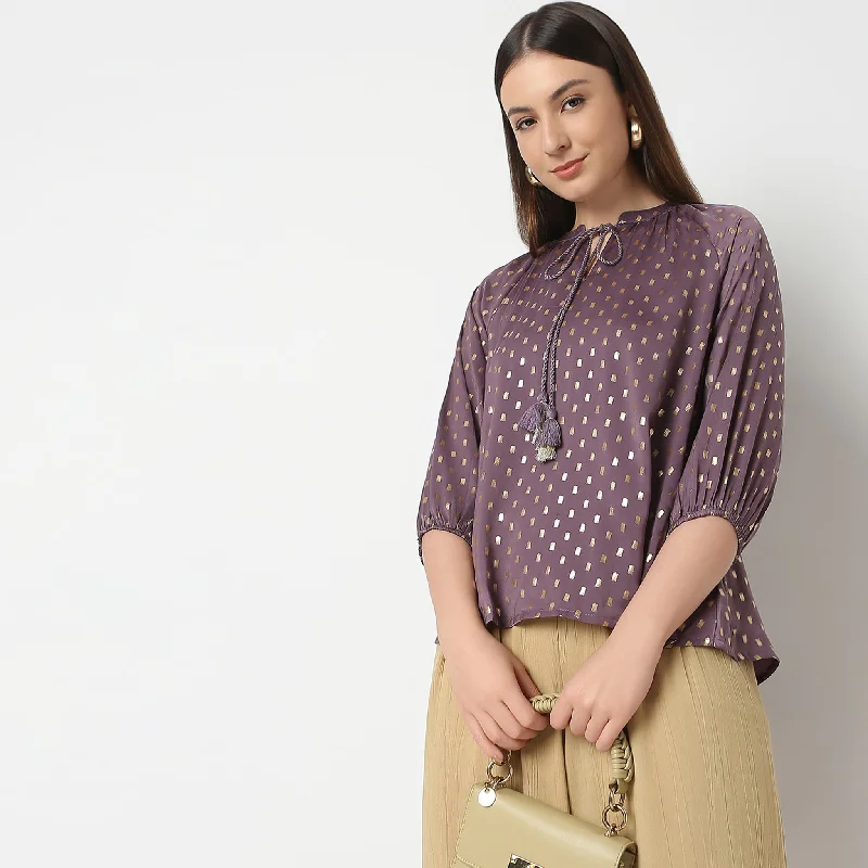 Weekend-Only Price Drops Flare Fit Printed Top