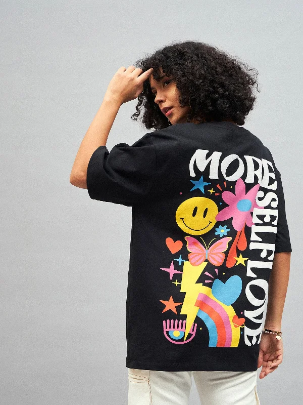 Savings Soar This Weekend Women Black More Self Love Oversized T-shirt