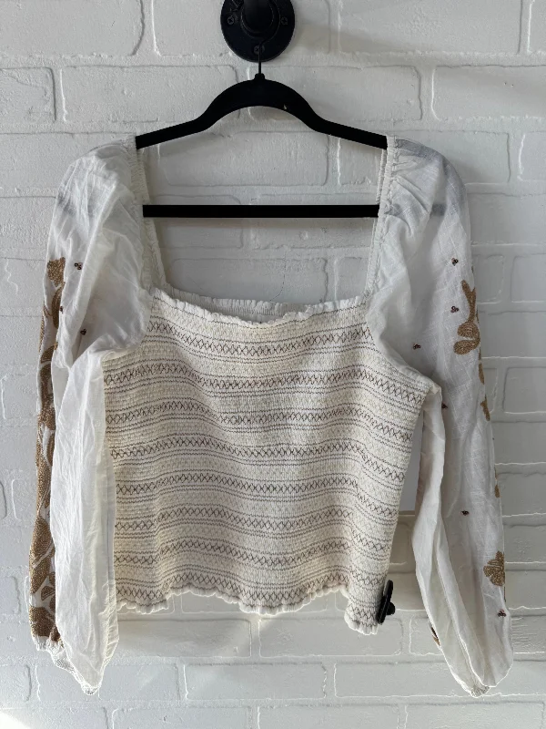 Unbeatable Prices Top Long Sleeve By Anthropologie In Cream & Tan, Size: L