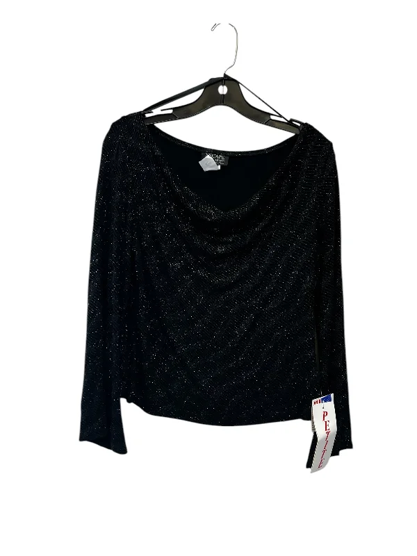 Weekend Discounts to Delight Top Long Sleeve By Xscape In Black & Silver, Size: L