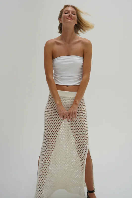 Weekend Specials to Delight Holly Ribbed Strapless Top - White