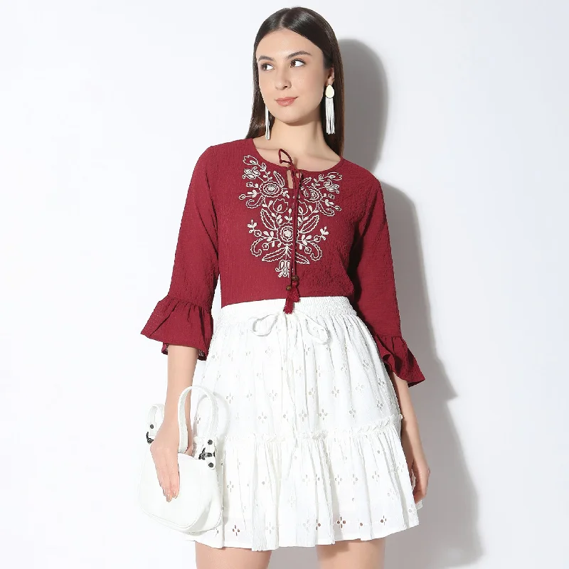 Special Price Regular Fit Embroidered Top