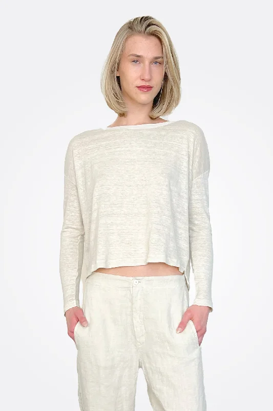 Weekend Bargains to Cherish Long Sleeve Button Back Tee - Ivory