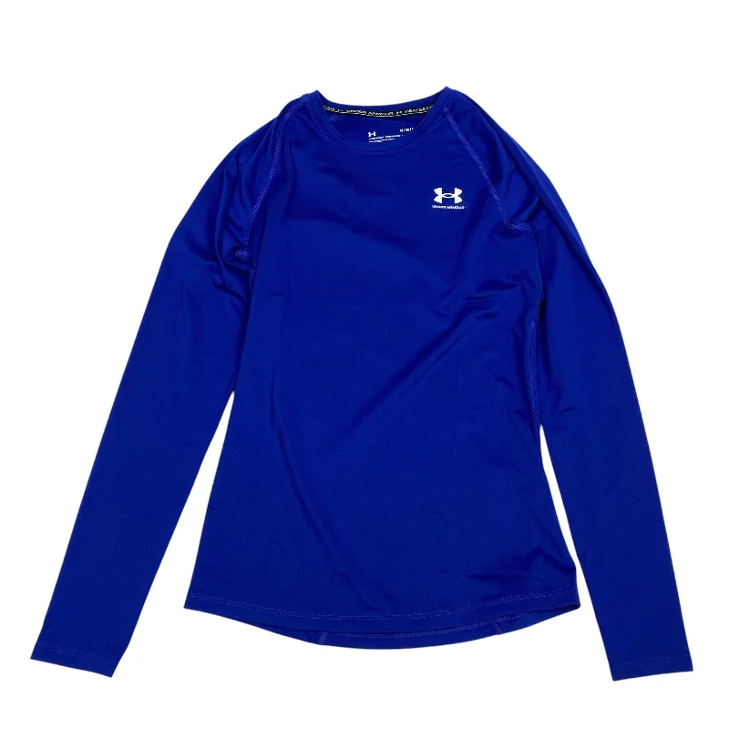 Mega Discount Athletic Top Long Sleeve Crewneck By Under Armour In Blue, Size: M