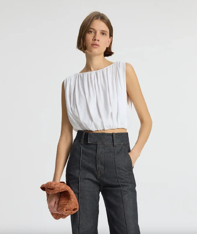 Make Your Weekend Count with Savings Nell Cropped Cotton Jersey Tee - White
