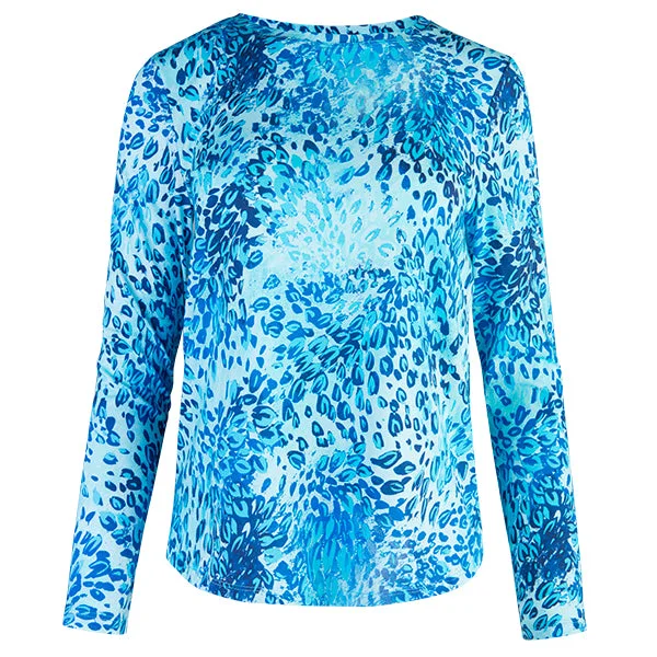 Overstock Clearance Yoke Relaxed Fit Tee in Turquoise Florettes