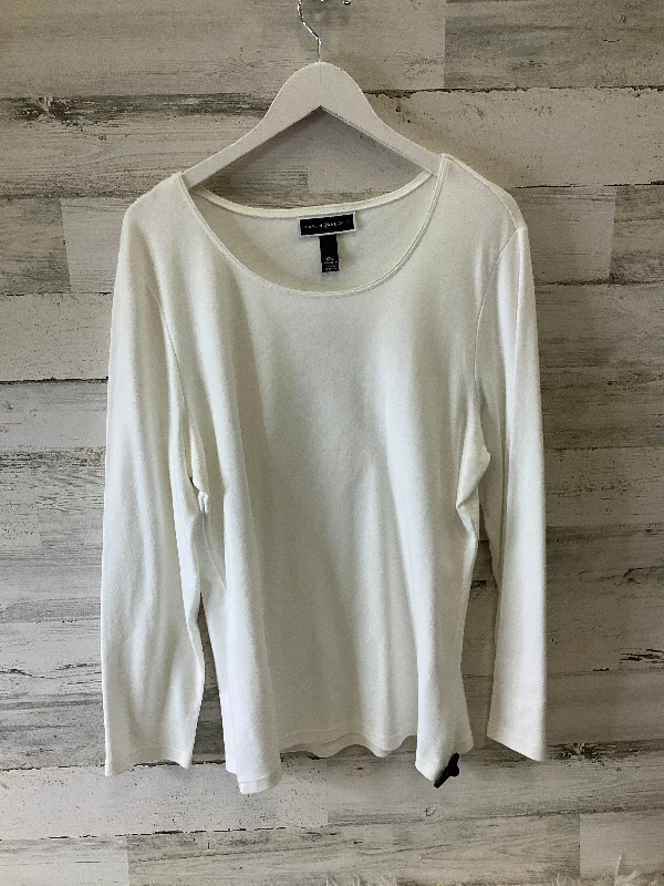 Weekend Wonders Await! Top Long Sleeve Basic By Karen Scott In White, Size: Xxl