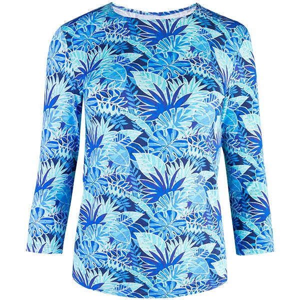Weekend Bargains Galore Shaped Knit Tee in Blue Palm