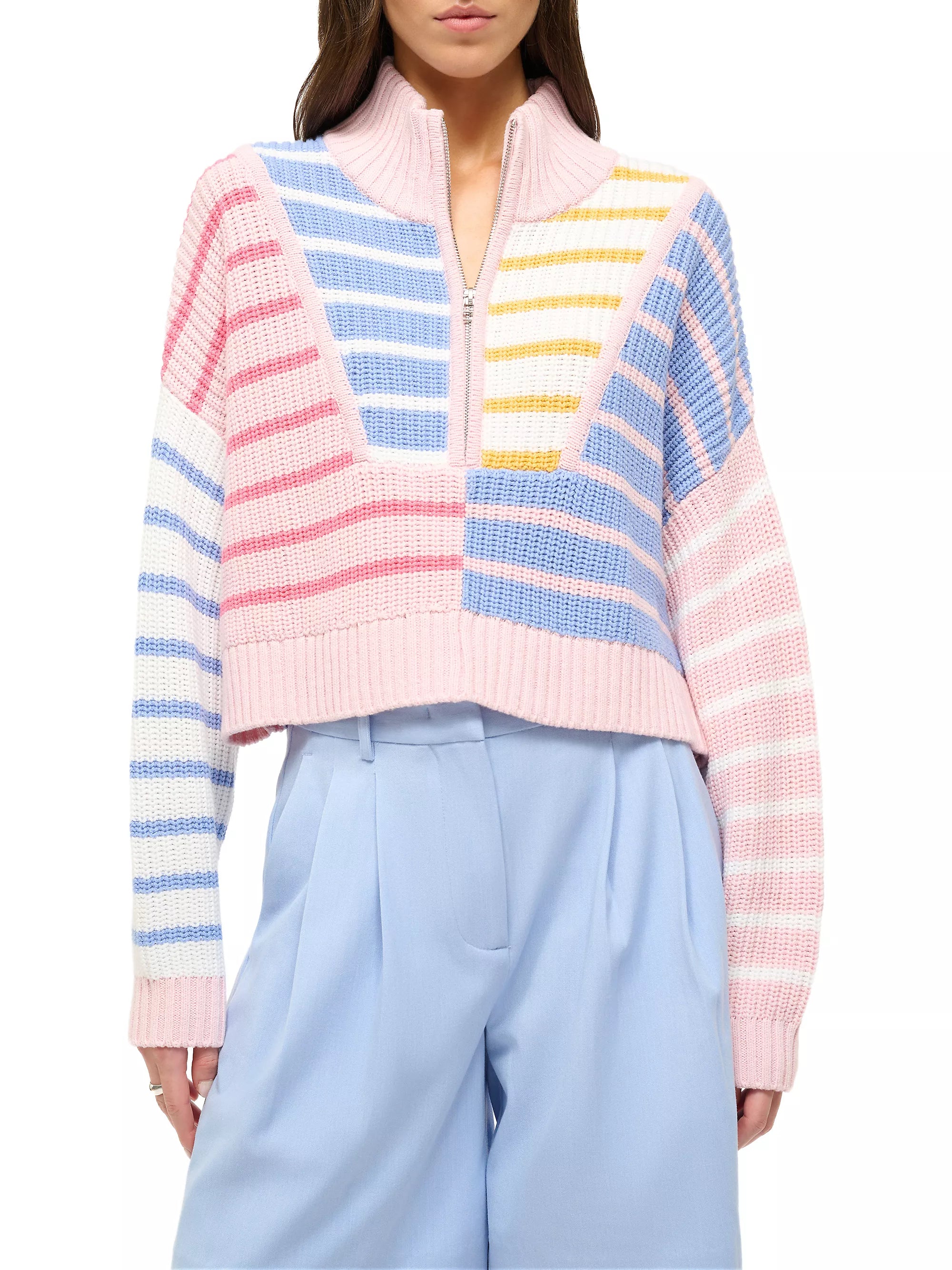 Weekend Discounts to Love Cropped Hampton Sweater - Sunset Stripe