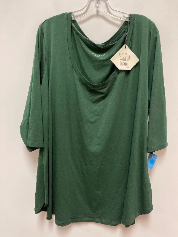 Super Discount Top Long Sleeve By Ava & Viv In Green, Size: 2x