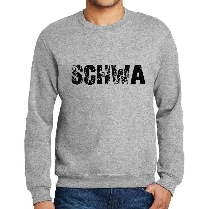 Discount Mania Men's Printed Graphic Sweatshirt Popular Words SCHWA Grey Marl