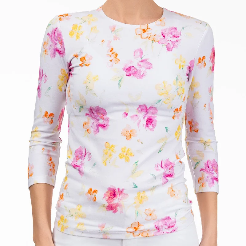 Weekend Deals to Make You Happy Shaped Knit Tee in Brushed Floral