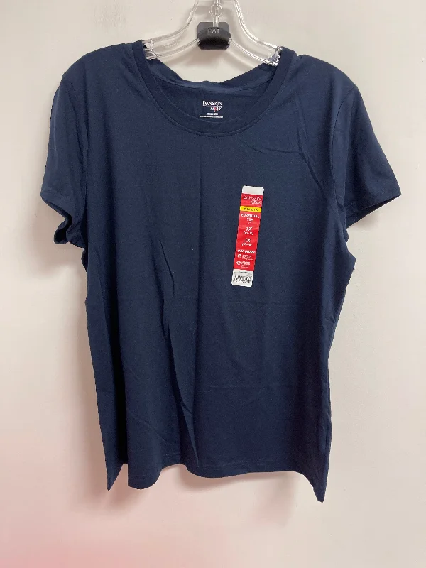Weekend Discounts to Delight Athletic Top Short Sleeve By Danskin In Navy, Size: 1x