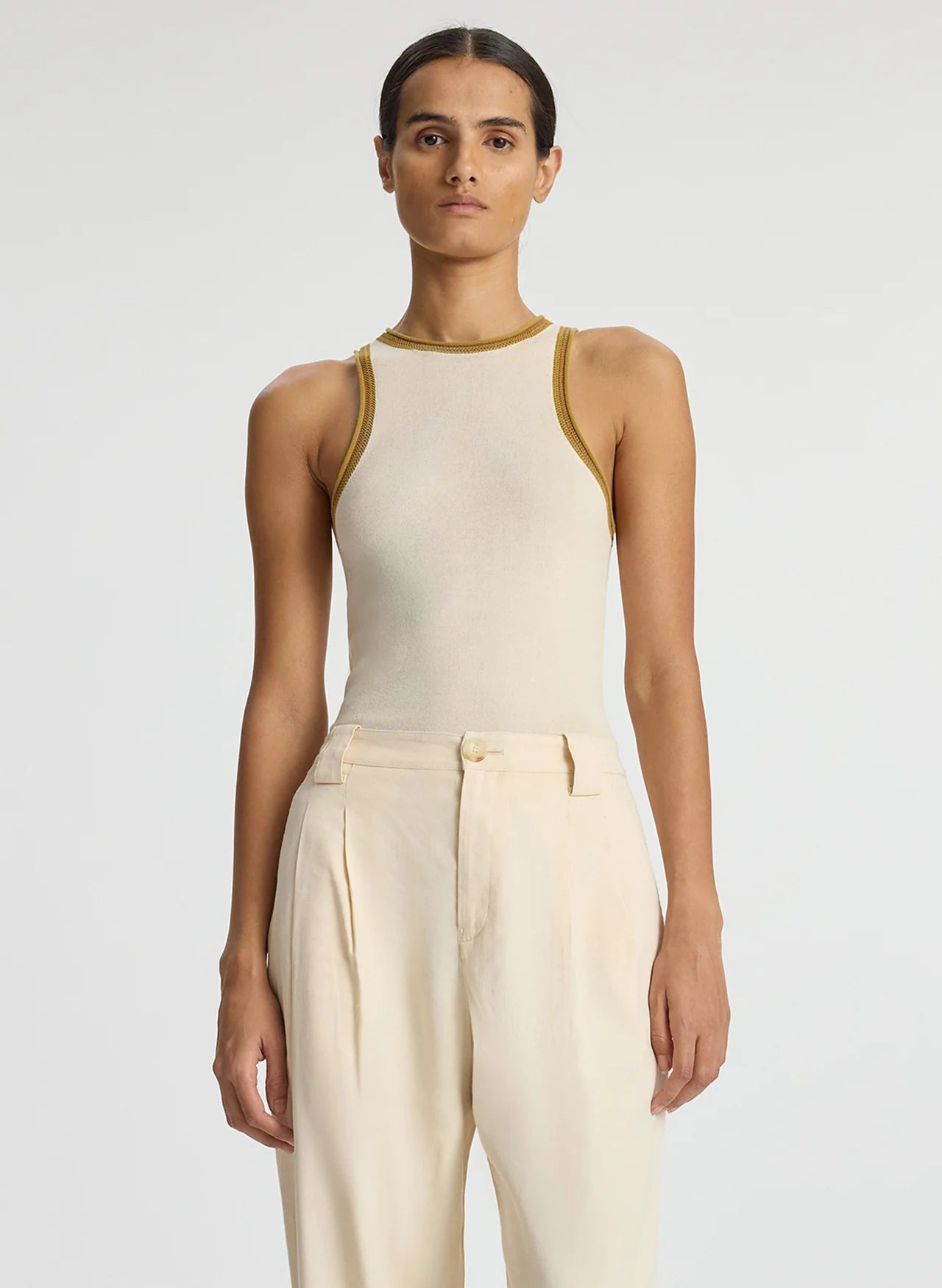 Weekend Sale: Don't Miss Out Nelly Contrast Trim Knit Tank - Buttercream