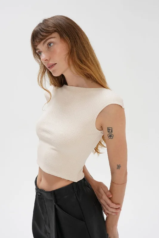 Weekend Offers That Delight Perle Ribbed Top - Bone