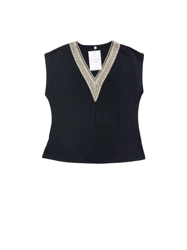 Best Seller Top Short Sleeve By Clothes Mentor In Black & Cream, Size: L