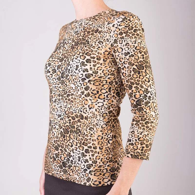 Weekend Bargains to Love 3/4 Sleeve Knit Tee in Belluno Leo Carmel