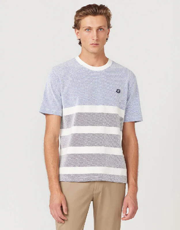Major Savings Ben Sherman Textured Block Stripe Blue T-Shirt