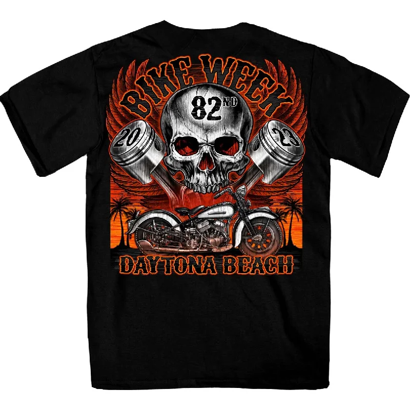 Value Deals Hot Leathers EDM1188 Men's 2023 Daytona Bike Week Skull Pistons Black T-Shirt