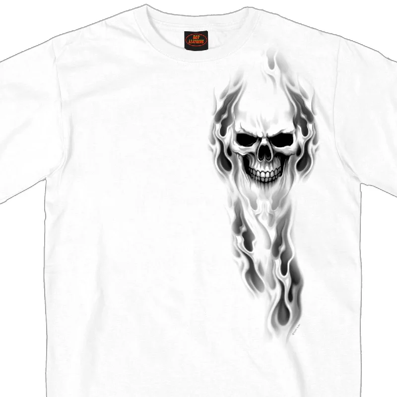 Savings Soar This Weekend Hot Leathers GMD1080 Men's 'Ghost' Skull Double Sided White Printed T-Shirt
