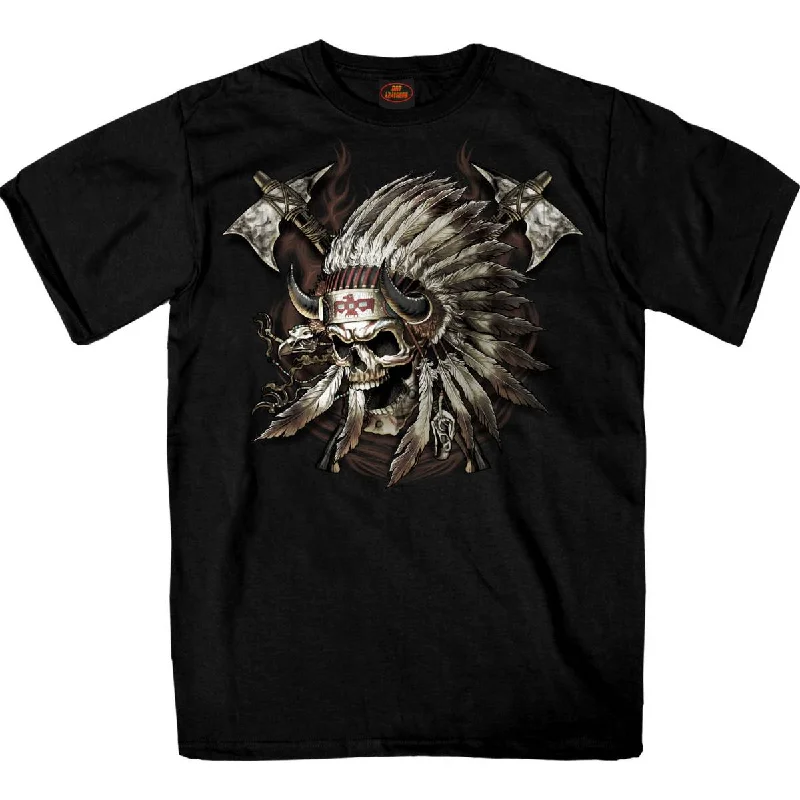 Referral Discount Hot Leathers GMS1550 Men's Black SS JP Indian Chief Skull Printed T-Shirt