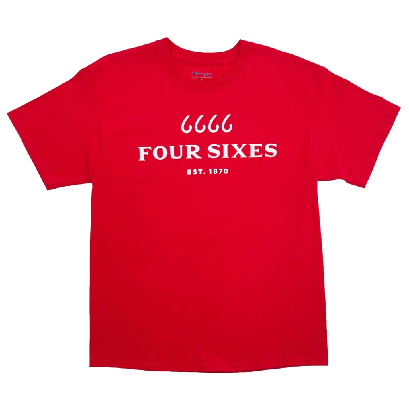 Weekend Offers That Delight Logo Crewneck T-Shirt- Red