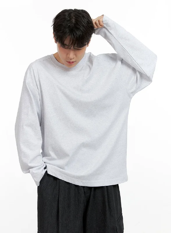 Special Savings Men's Cozy Cotton Long Sleeve Oversize Tee IN422