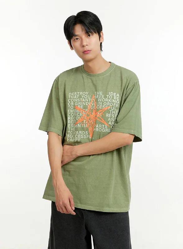 Flash Deals Men's Oversized Letter T-Shirt IL412