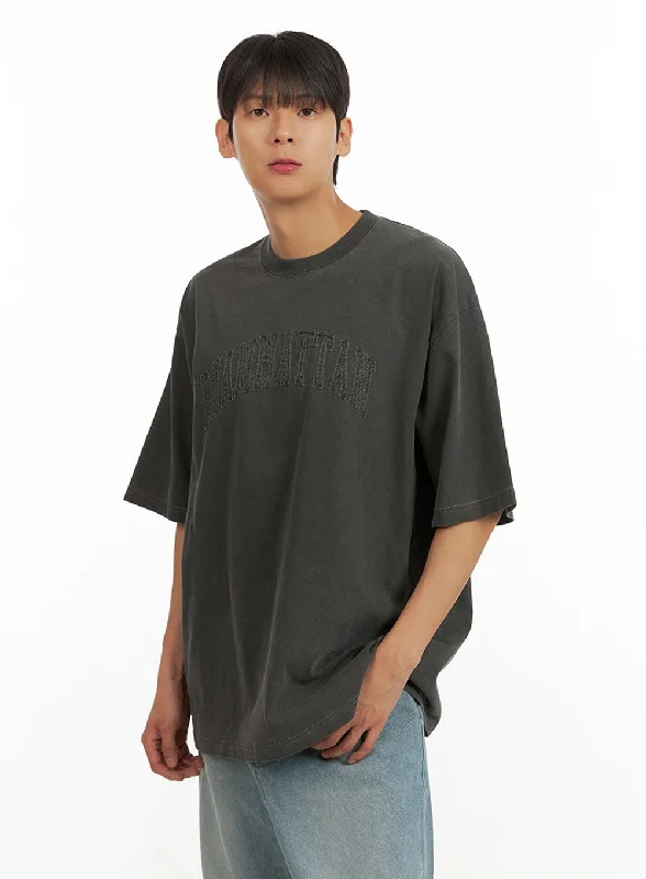Weekend Savings Extravaganza Men's Stitched Lettering T-Shirt IU419