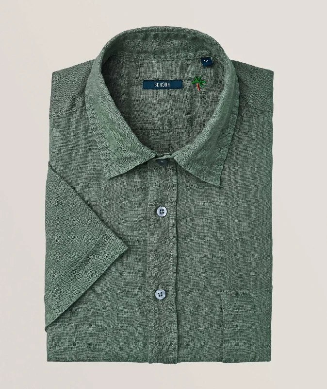 Quick Deals Miami Linen Shirt In Northern Green