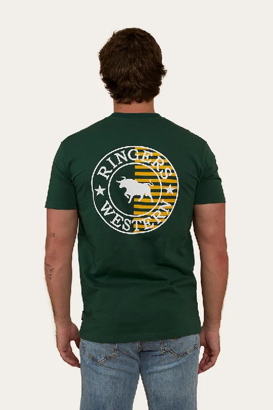 Price Slash Signature Bull Flag Mens Stock Fit T-Shirt - Pine