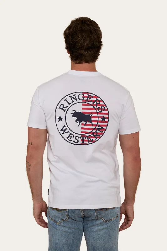 Today’s Special Signature Bull Flag Mens Stock Fit T-Shirt - White