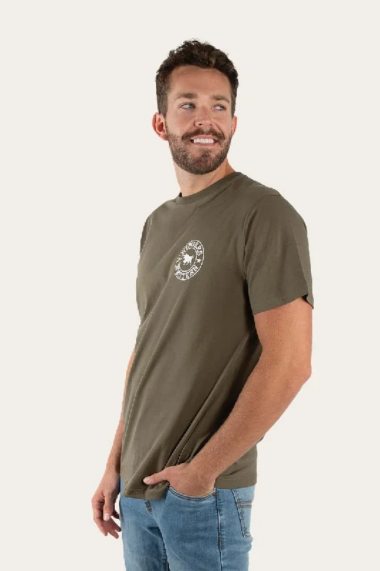 Midnight Sale Signature Bull Mens Classic Fit T-Shirt - Military Green/White